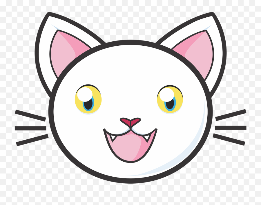 White Cat Kitty Cute Adorable Fun - Cute Cat Face Clipart Emoji,Sleeping Cat Emoji