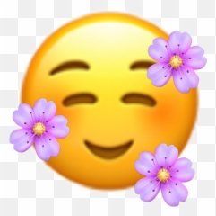 freetoedit emoji flower purple happy heart blush emojis - Emoticons Png