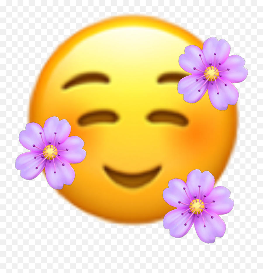 Freetoedit Emoji Flower Purple Happy Heart Blush Emojis - Emoticons Png,Blush Face Emoji
