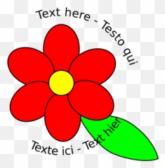 Flower Six Red Petals Black Outline Green Leaf With Upper - Flowers Clip Art Emoji