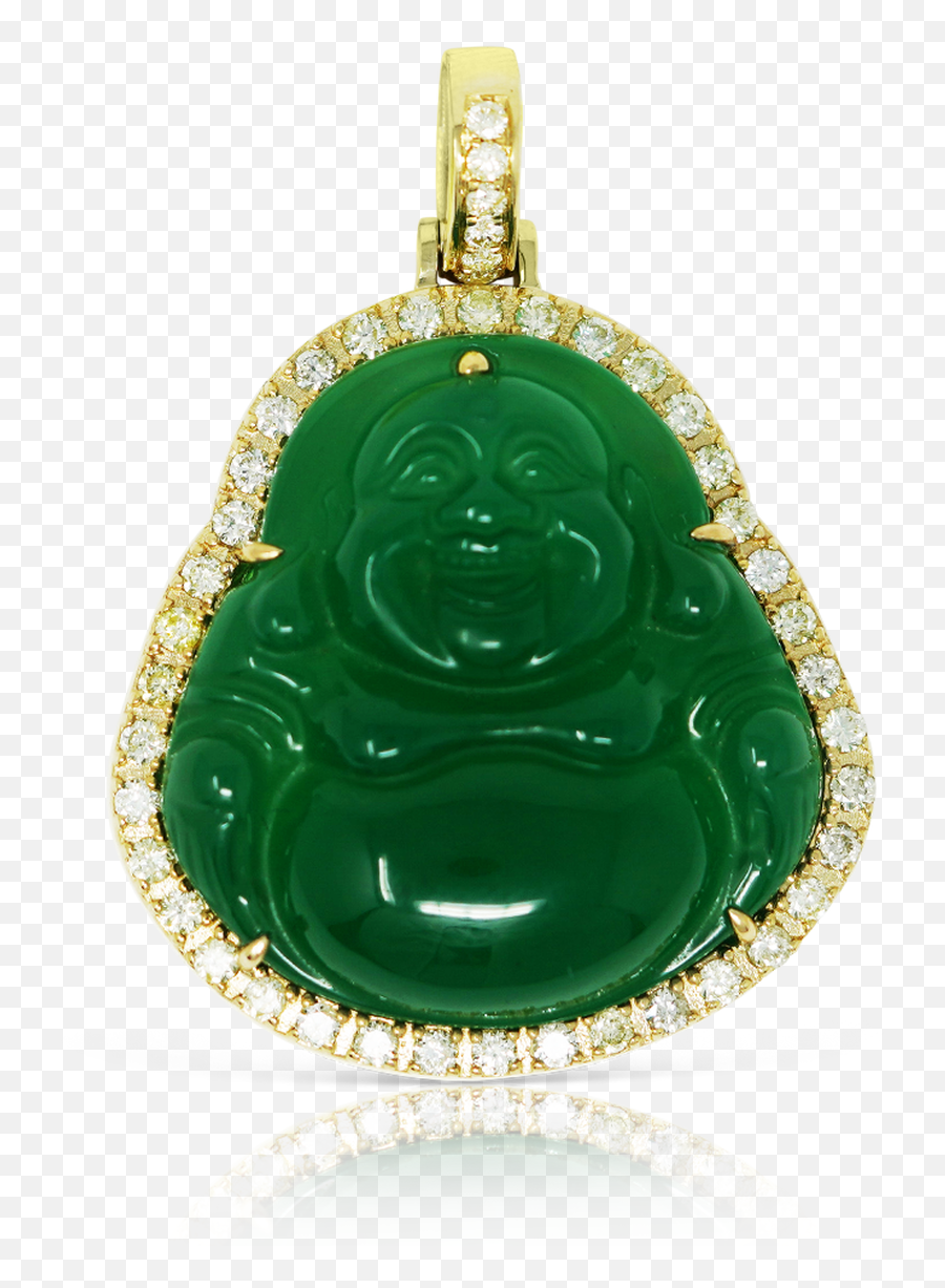 10k Yellow Gold Buddha Jade Pendant 1 - Locket Emoji,Conflict Diamond Emoji