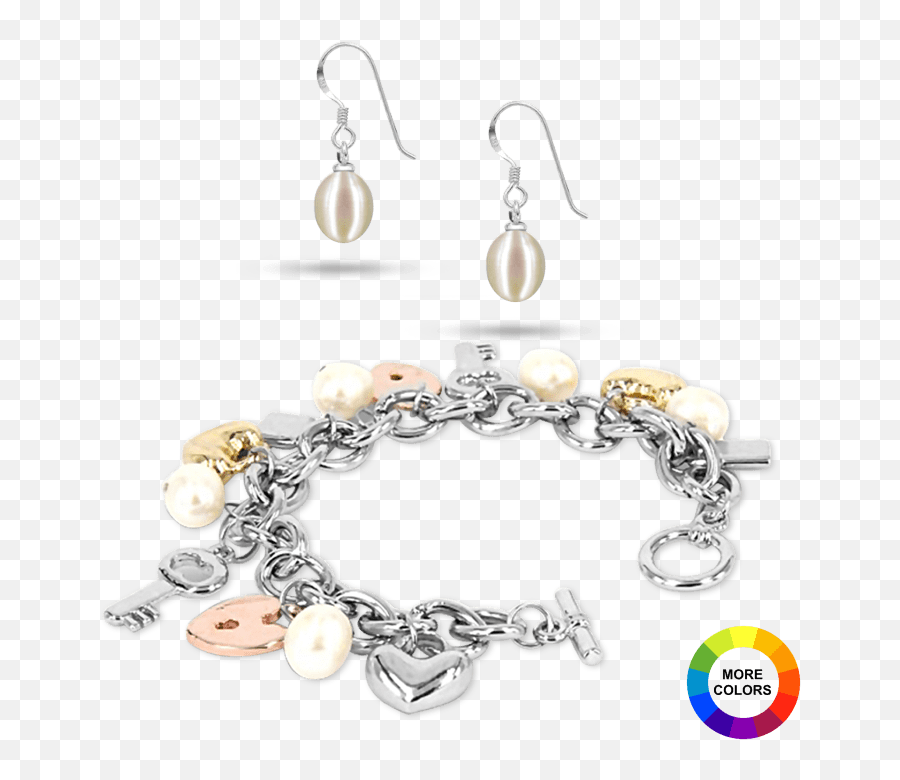 Pacific Pearls Pearl Charm Bracelet And - Earrings Emoji,Emoji Bracelets