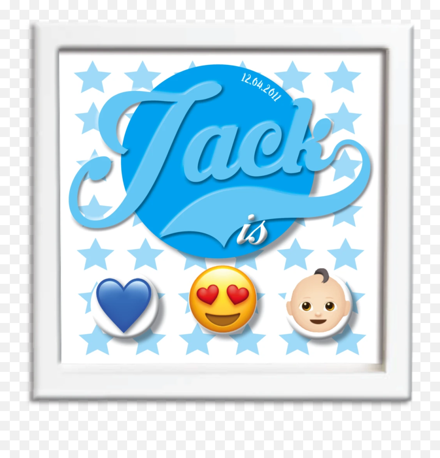 Baby Boy Personalised Emoji Art Framed - Smiley,Boy Emoji