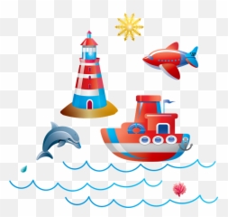 Boat Waves Sun - Clip Art Emoji,Boat Moon Emoji