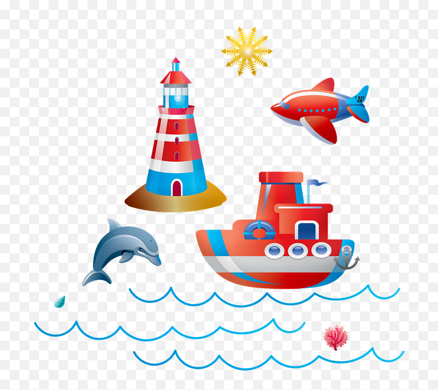 Boat Waves Sun - Clip Art Emoji,Boat Moon Emoji