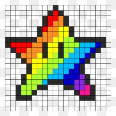 Rainbow Star Perler Bead Pattern Bead Sprite - Pixel Art Étoile Multicolore Emoji,Minecraft Emojis