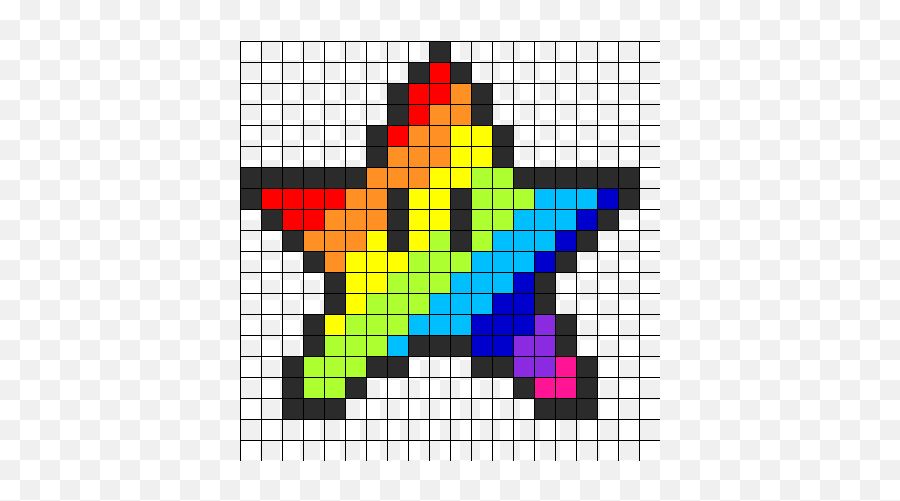 Rainbow Star Perler Bead Pattern Bead Sprite - Pixel Art Étoile Multicolore Emoji,Minecraft Emojis