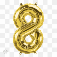 16 Number Age 88th Birthday - Eight Gold Shape Foil Silver Balloon Emoji