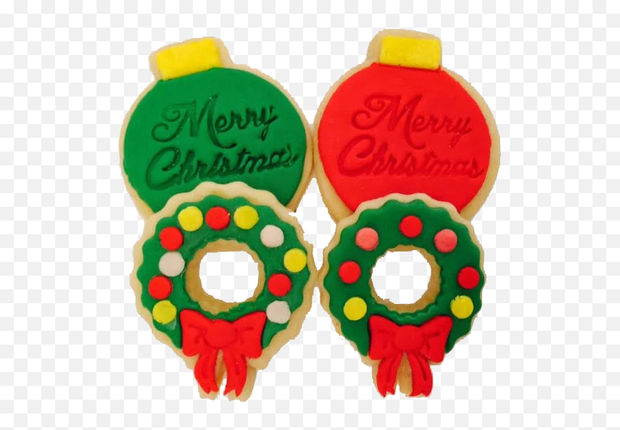 Christmas Ornament And Wreath Cookies - Circle Emoji,Christmas Wreath Emoji