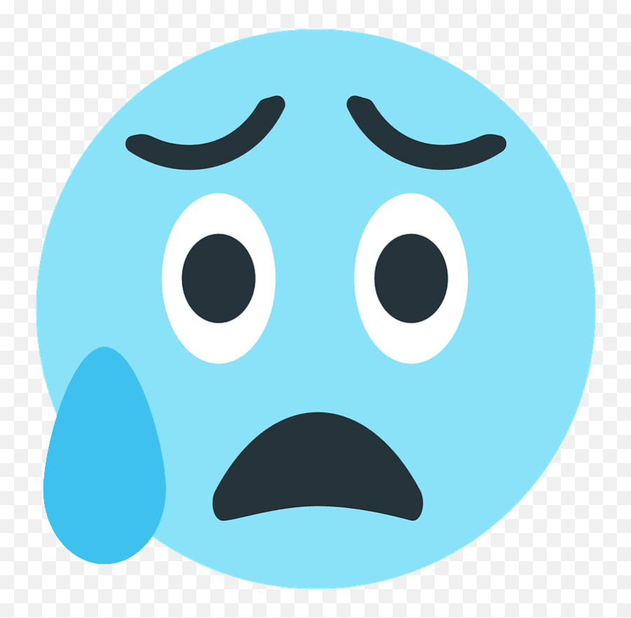 Anxious Face With Sweat Emoji Clipart Free Download - Face In Joypixels,Emoji Blue Face
