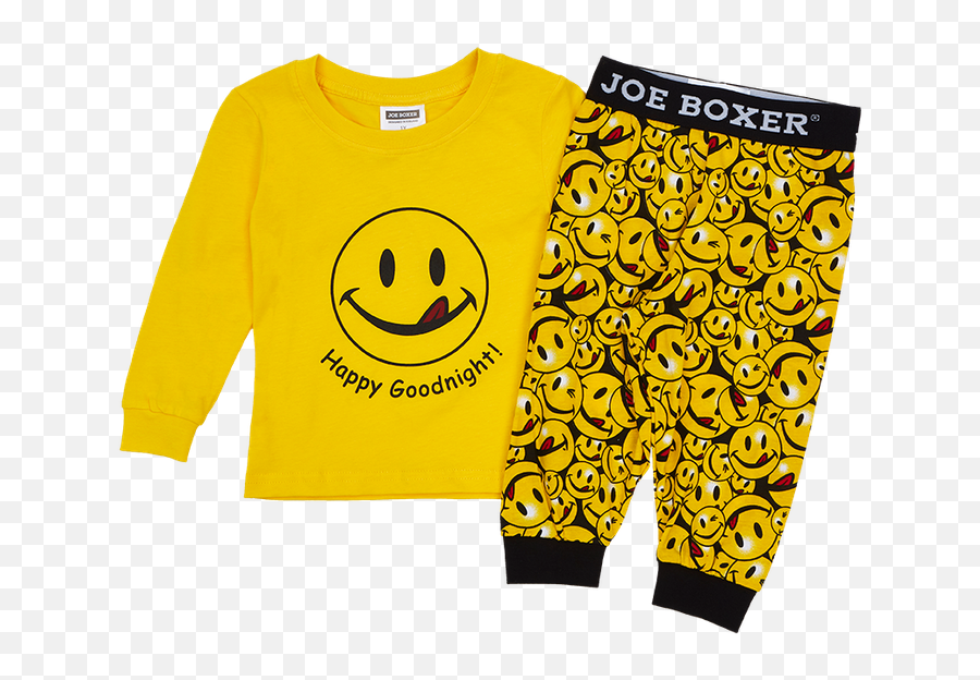 Gult U0027happy Goodnightu0027 Náttfatasett - Happy Emoji,Boxer Emoticon