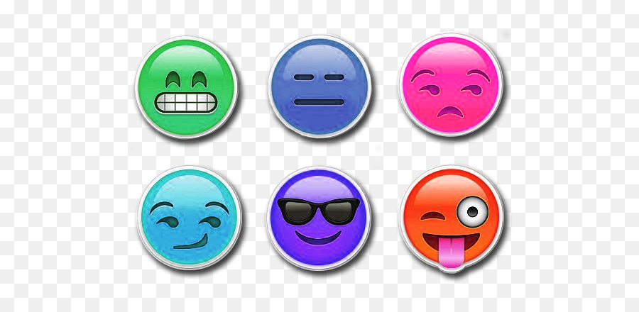 Six Colorful Emojis - Smiley,Circle Emojis