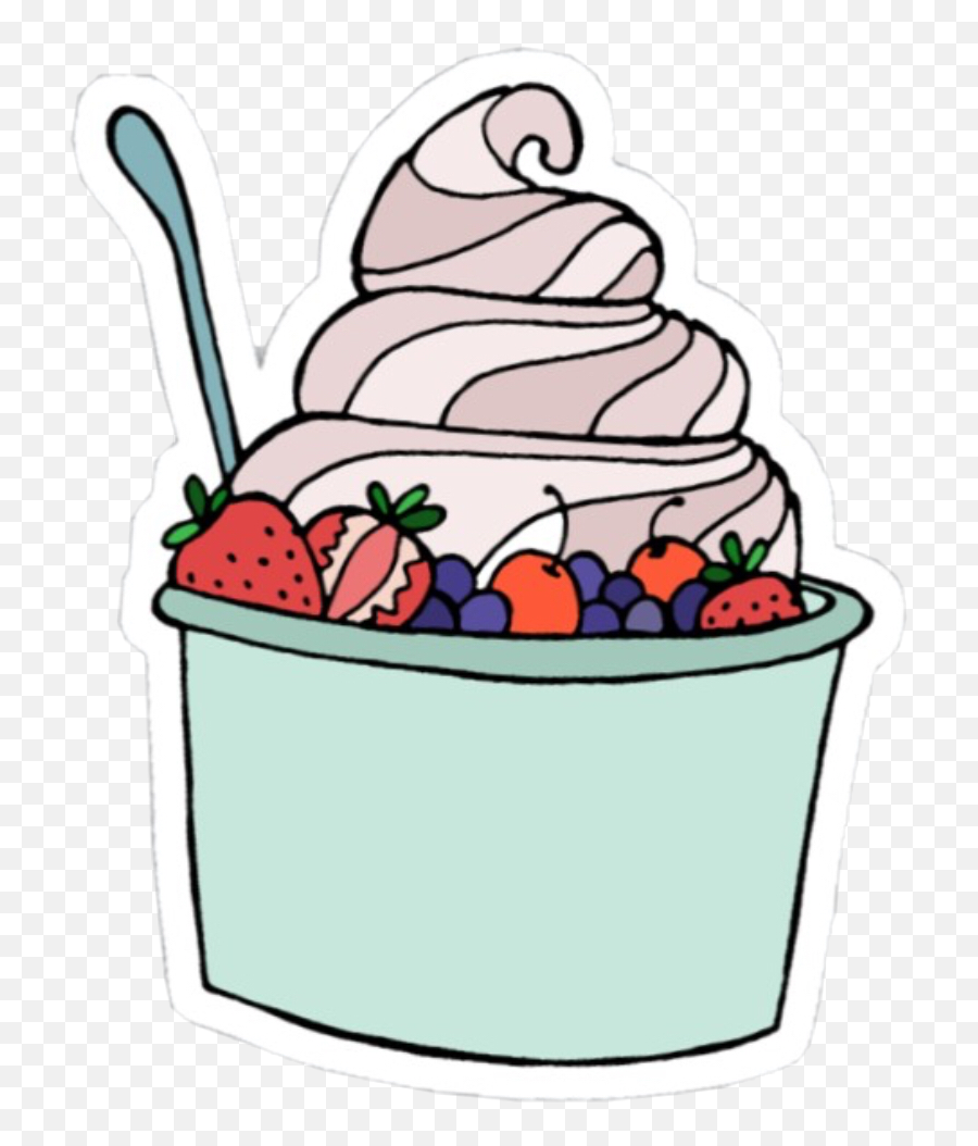 Frozen Yogurt Berries Aesthetic - Frozen Yogurt Sticker Emoji,Yogurt Emoji
