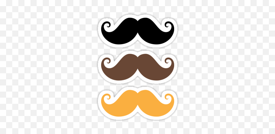 Black Brown And Blond Sticker - Clip Art Emoji,Mustache Emoji Iphone