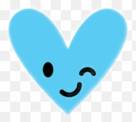 Heart Blue Blueheart Shape Wink Smile - With Emoji