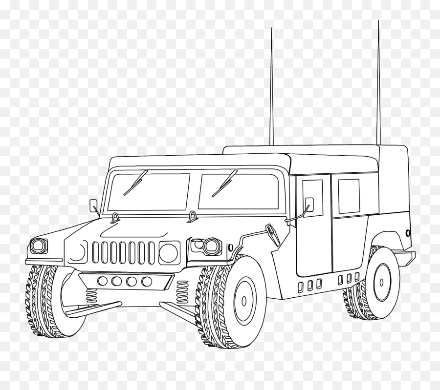Hummer Humvee Vehicle Military Jeep - Humvee Lineart Emoji,Army Tank Emoji