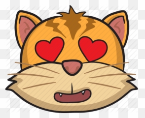Cartoon Cat Emoji Emoticon Face - Happy Face Cat Cartoon,Fang Emoji