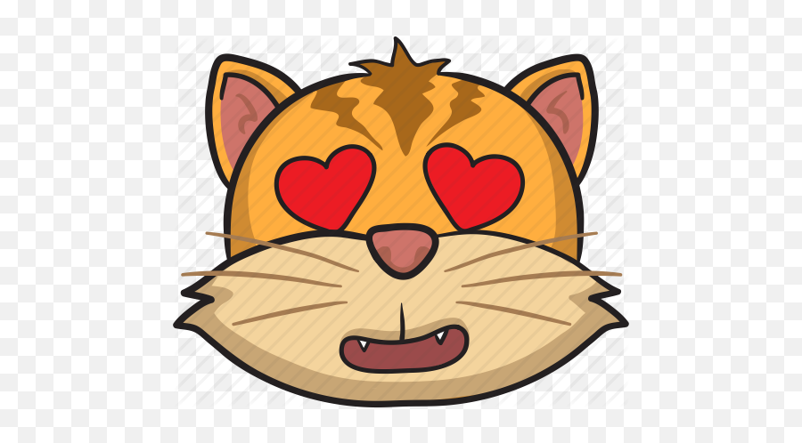 Cartoon Cat Emoji Emoticon Face - Happy Face Cat Cartoon,Fang Emoji