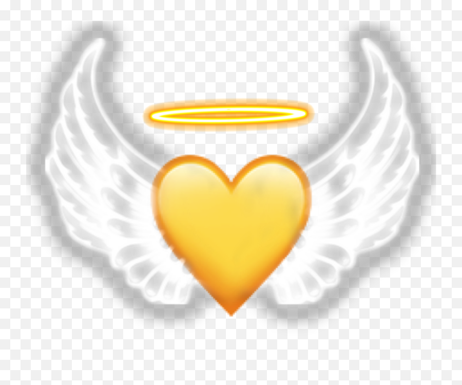 Angel Yellow Heart Iphone Emoji Halo Iphoneemoji Crown - Iphone Yellow Heart Emoji,Yellow Heart Emoji