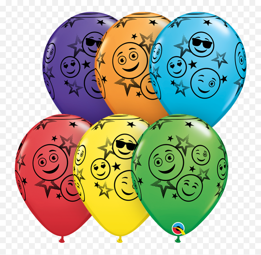 11 Bright Rainbow 50 Count Smiley Stars Latex Balloons - 5 Inch Balloons Qualatex Emoji,Emoji Balloons