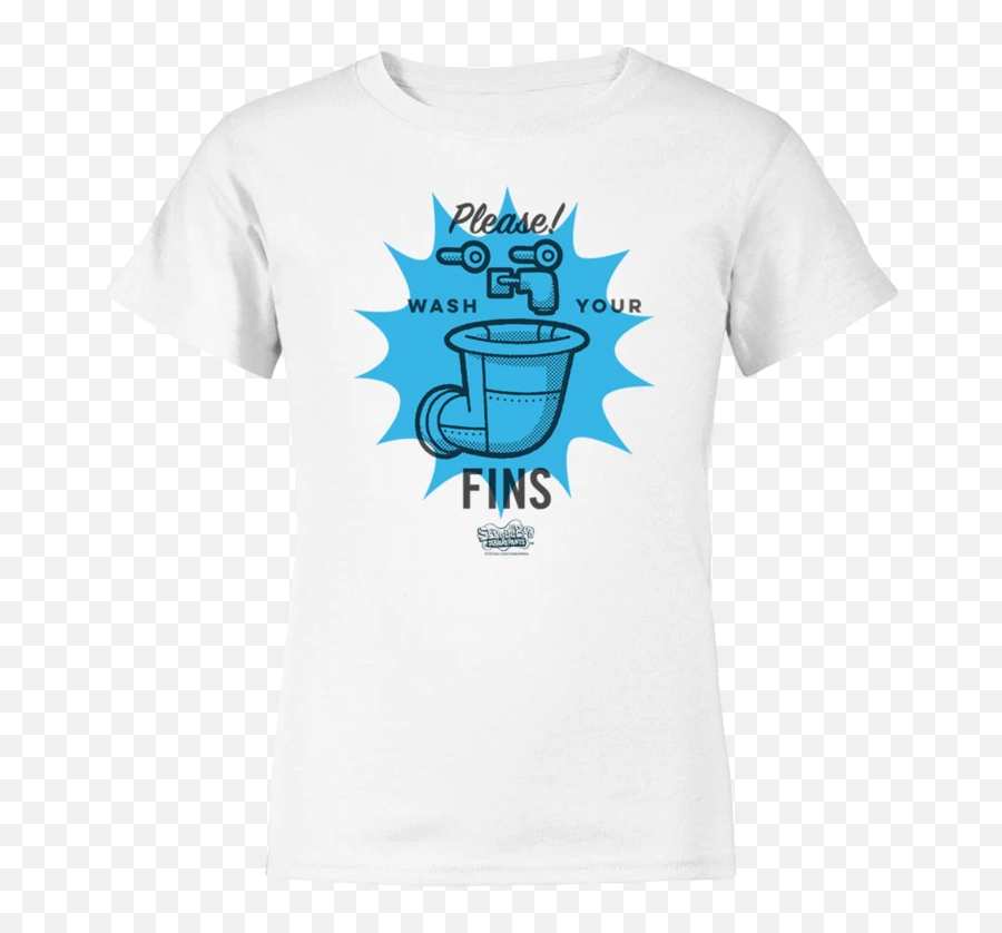 Spongebob Squarepants Wash Your Fins Kids Short Sleeve T - Captain Picard Day Shirt Emoji,Hanukkah Emoji