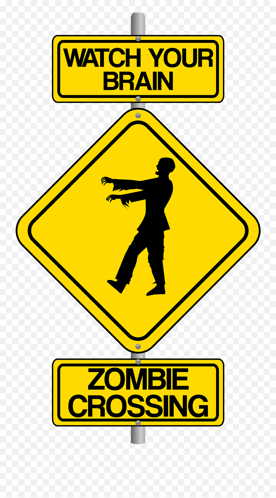 Watch Your Brain Clipart - Zombies Crossing Emoji,Traffic Light Caution Sign Emoji