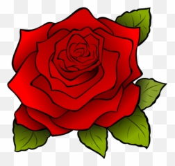 Flor Rosa Con Contorno Negro - Rose Cartoon Emoji