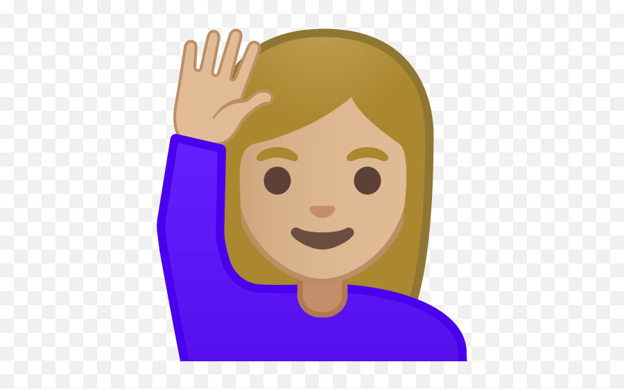 Woman Raising Hand Medium Light Skin Tone Icon - Woman Raise Hand Icon Emoji,Raise Hand Emoji