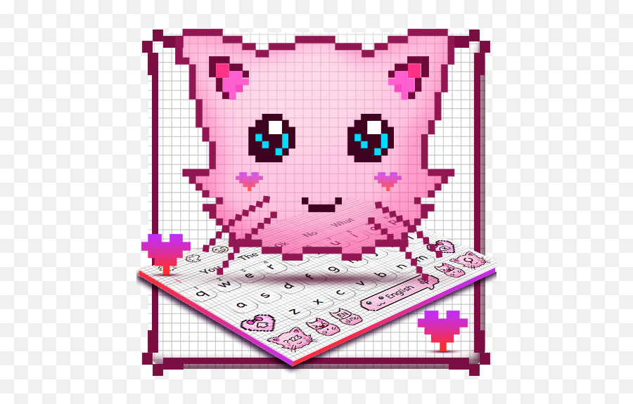 Cute Pixel Draw Cat Keyboard Theme - Clip Art Emoji,Cat Emoji Keyboard