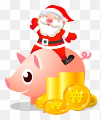 Santa Piggy Bank Icon - With Emoji