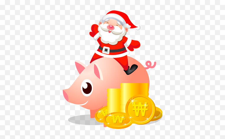Santa Piggy Bank Icon - Santa With Piggy Bank Emoji,Piggy Bank Emoji