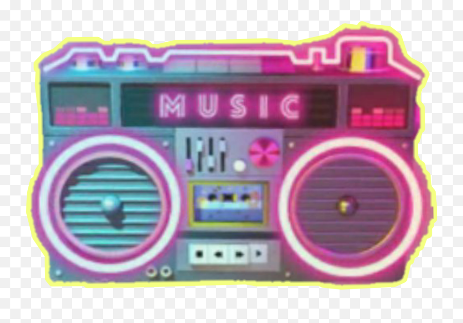 Music Musicbox Boombox Neon Retro - Boombox Emoji,Music Box Emoji