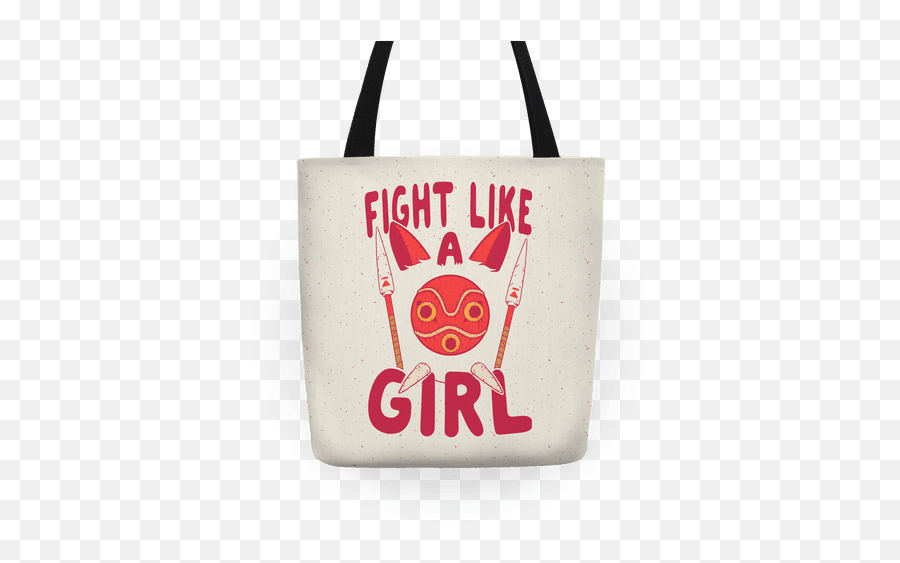 Fight Like A Girl San Parody Tote Bag - Tote Bag Emoji,Badass Emoticon