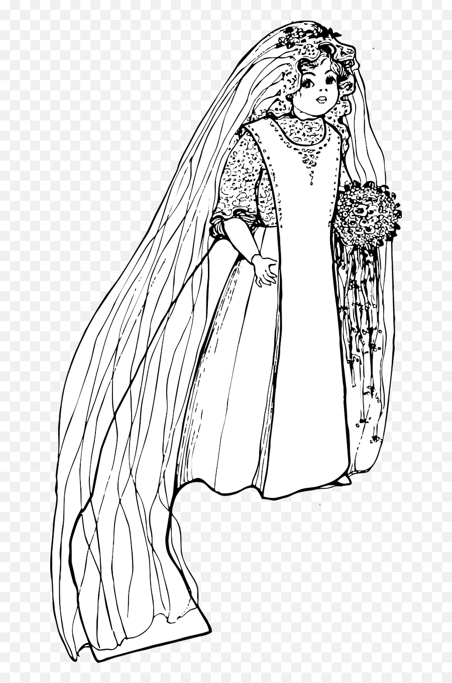 Girl Wedding Gown Doll Wedding Gown - Illustration Emoji,House And Bride Emoji