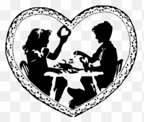 Couple Emoji Emoticon Emotion - Valentine Heart Clip Art Black And White