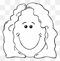 Vector Illustration Of Funny Comic Lady - Mom Face Clipart Black And White Emoji