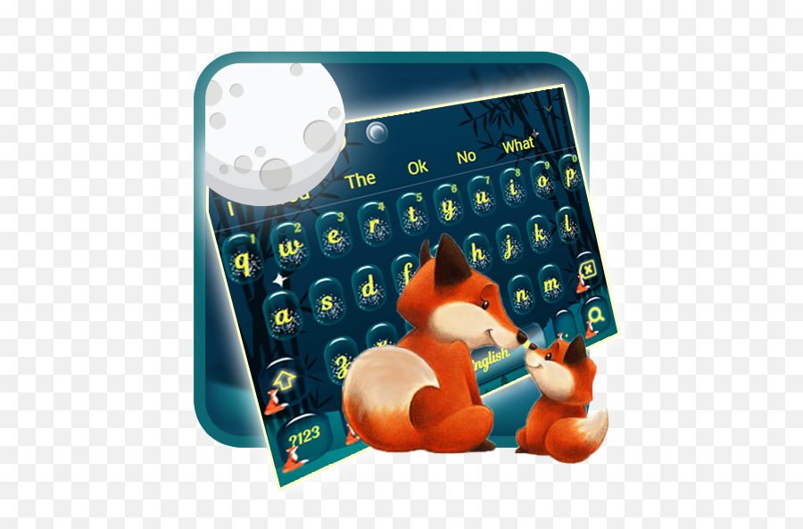 Cute Moon Light Fox Keyboard Theme - Cartoon Emoji,Fox Emoji Android