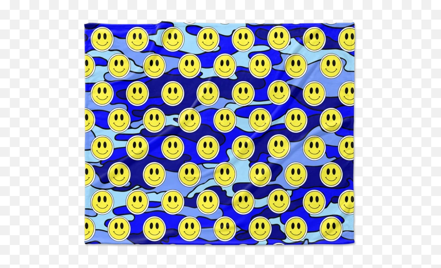 Smiley Blue Camo Blanket - La Cotorra Emoji,Military Emoticon