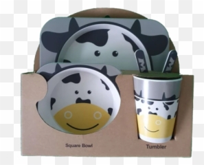 Bamboo Dinner Set - COW Cartoon Emoji