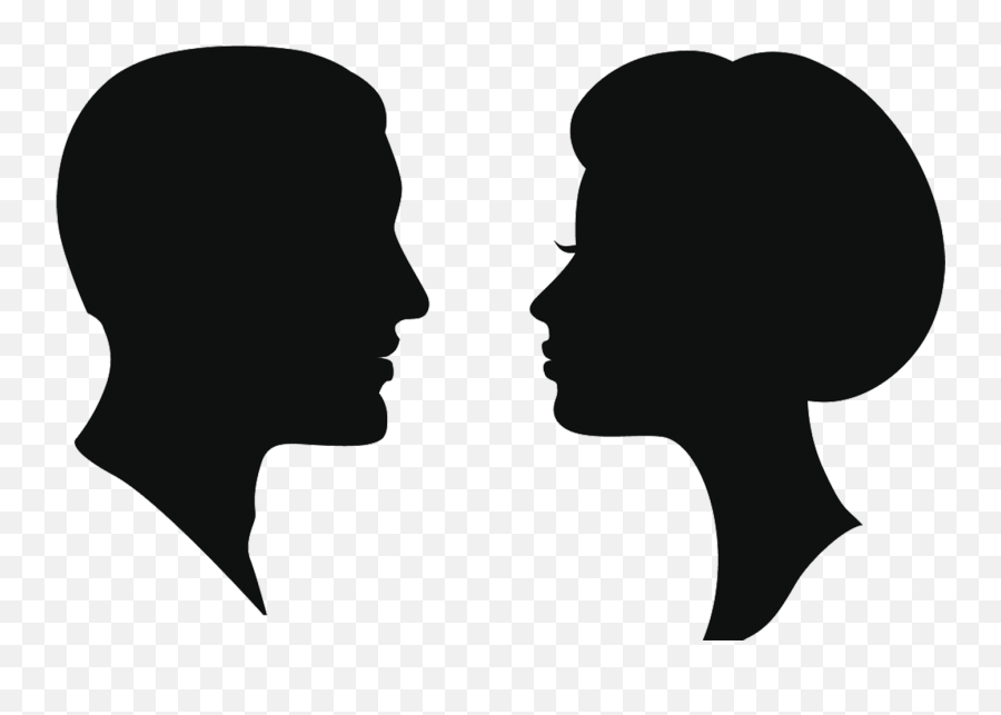 Silhouette Female Man Clip Art - Man Woman Head Silhouette Face Silhouette Vector Png Emoji,Male And Female Emoji