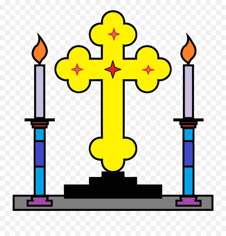 Cross And Candles Clipart - Church Candles Clip Art Emoji,Orthodox Cross Emoji