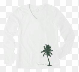Download Hd Womenu0027s Palm Tree With Lights Long Sleeve - Long Sleeve Emoji,Emoji Long Sleeve Shirt