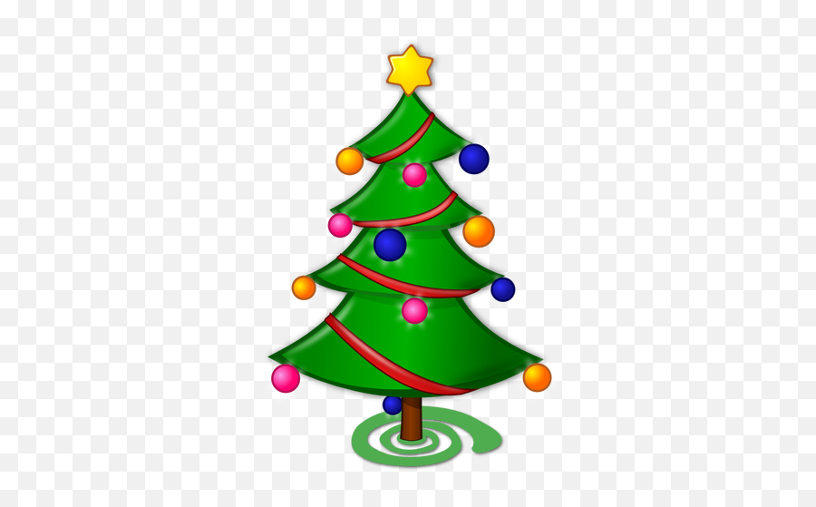 Christmas Tree With Ornaments And Red Ribbon Vector Graphics - Articles On Christmas Day Emoji,Happy Birthday Emojis