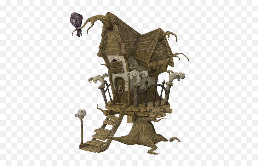 Witchs House - Spooky Tree House Drawing Emoji,House Cleaning Emoji