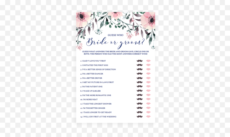 Guess Who Bride Or Groom Quiz - Green Leaves Wedding Invitation Template Hd Emoji,Guess The Emoji Quiz