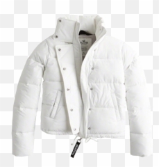 Clothes Jacket Coat Hollister - Hollister Mockneck White Puffer Jacket Emoji,Coat Emoji