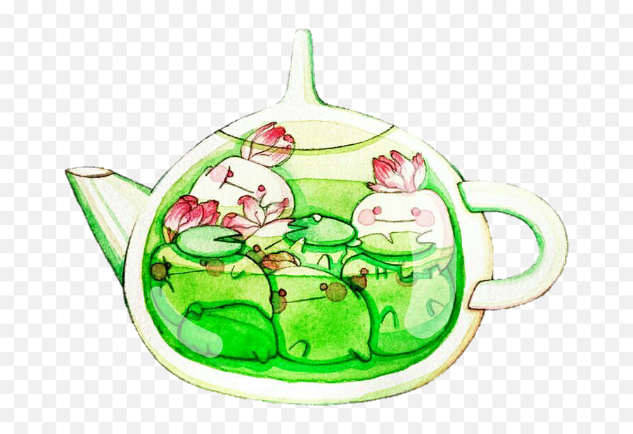 Green Flower Lotus Kettle Tea Teakittle - Teapot Emoji,Kettle Emoji