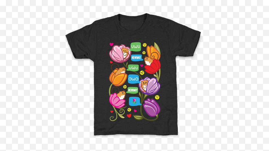 Harvest Mice Emoji Floral Pattern White Print T - Shirts,100 Emoji