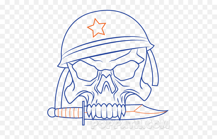 How To Draw A Military Skull U2013 Pop Path - Portable Network Graphics Emoji,Military Emojis