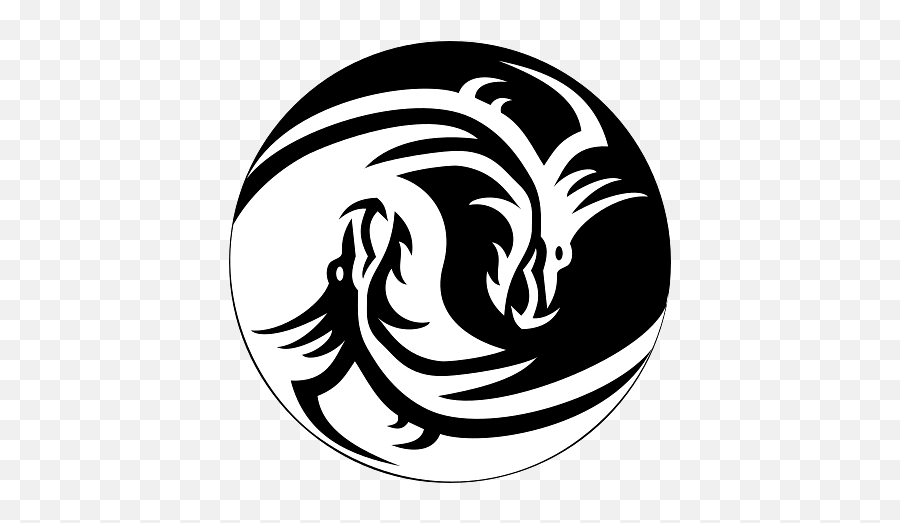 Yin Yang With Dragon Heads Transparent - Logo Dragon Black And White Emoji,Yin Yang Emoji